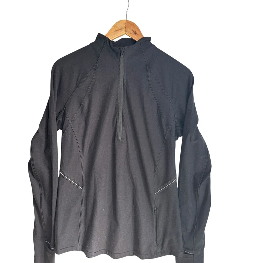Lululemon Fresh Track Black Half Zip Long Sleeve Pullover Athleisure‎ Size 10